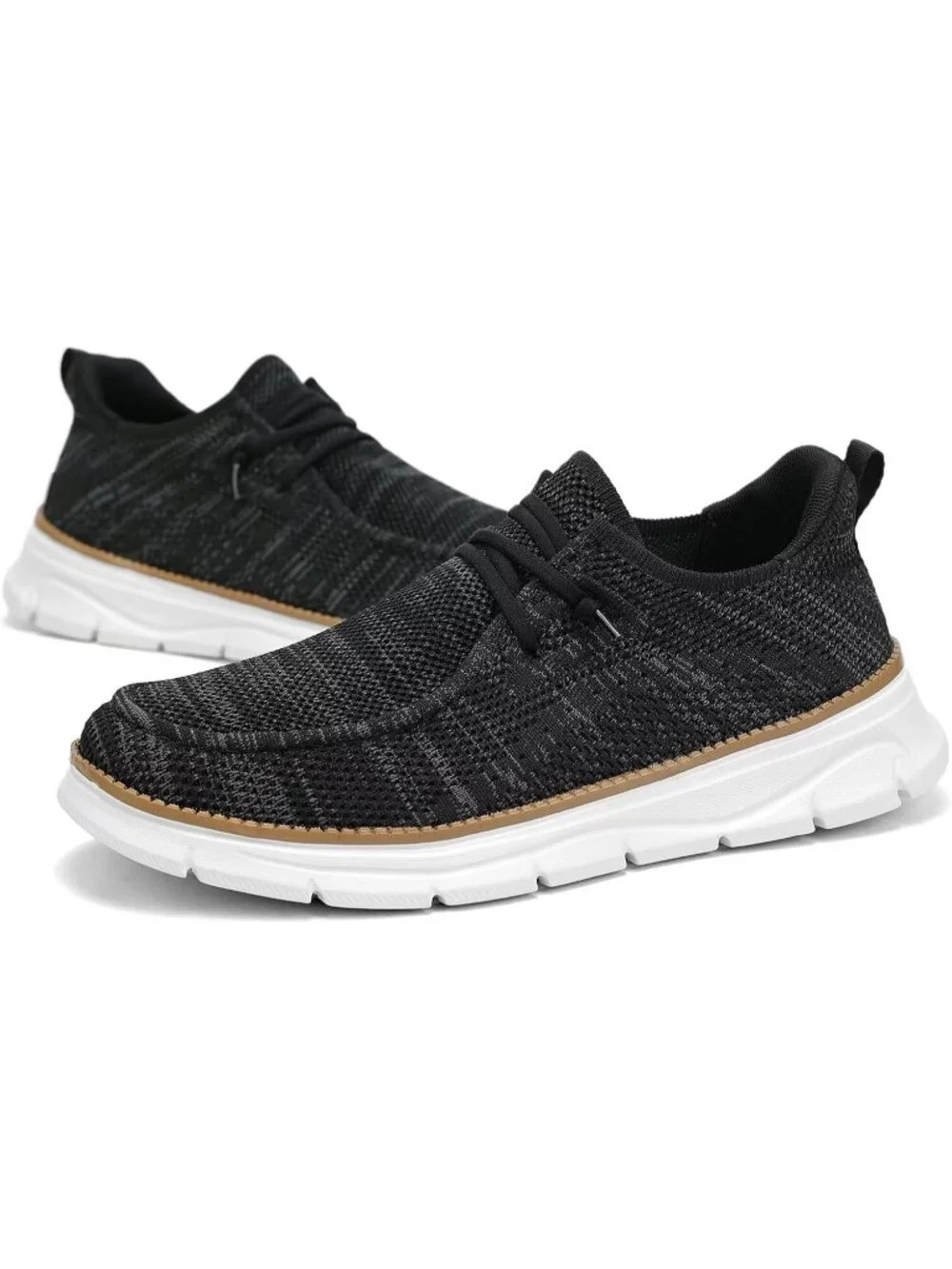 Men's Black Slip On Loafers Comfortable Boat Casual Walking Sneaker Shoes
